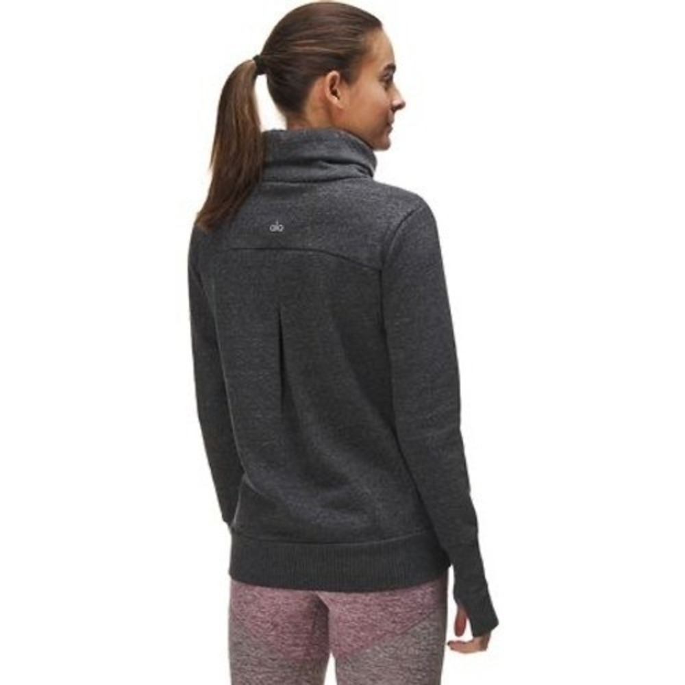 ALO Yoga Haze Turtleneck Pullover Sweatshirt Womens Medium Gray Cozy Athleisure - Picture 4 of 8